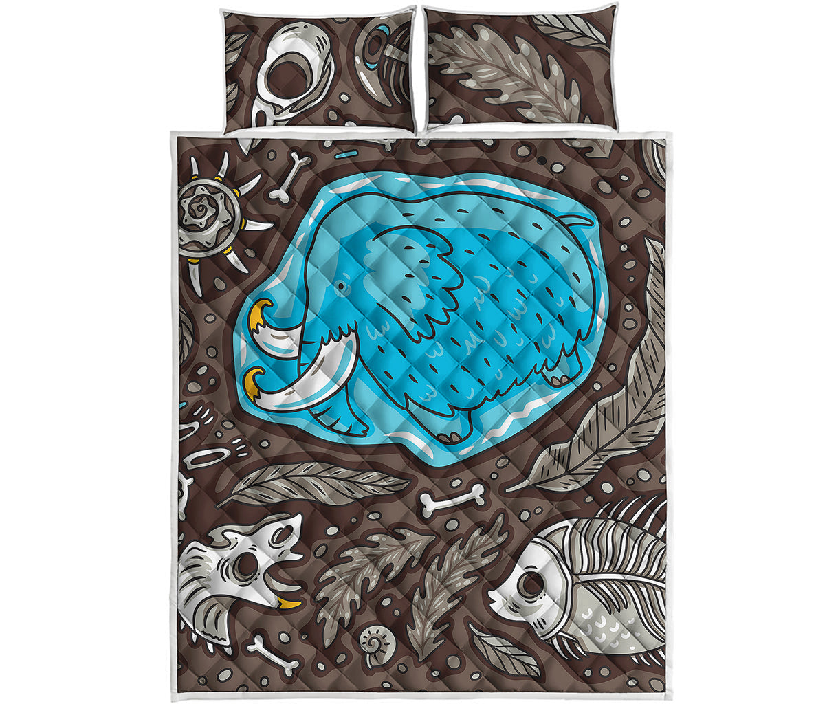 Frozen Mammoth And Fossil Print Quilt Bed Set