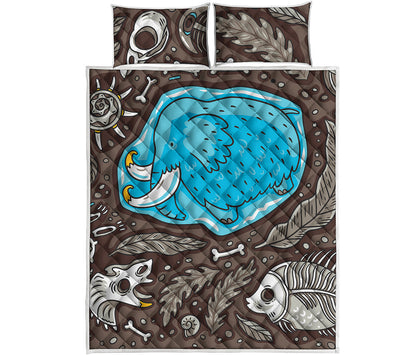 Frozen Mammoth And Fossil Print Quilt Bed Set