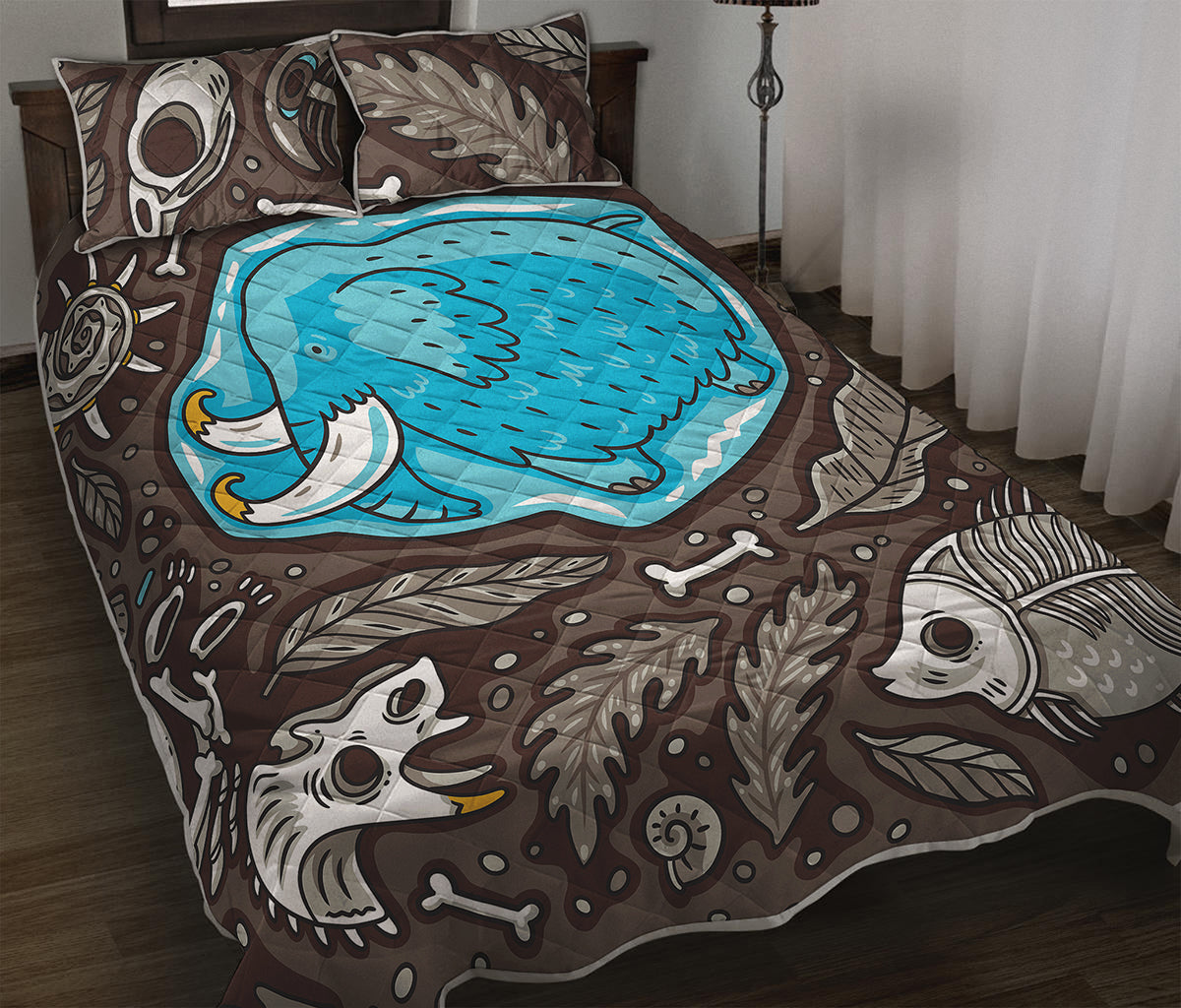 Frozen Mammoth And Fossil Print Quilt Bed Set