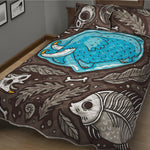 Frozen Mammoth And Fossil Print Quilt Bed Set
