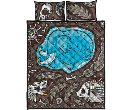 Frozen Mammoth And Fossil Print Quilt Bed Set