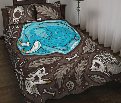 Frozen Mammoth And Fossil Print Quilt Bed Set