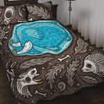 Frozen Mammoth And Fossil Print Quilt Bed Set