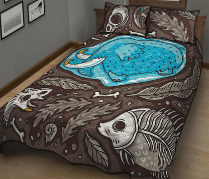 Frozen Mammoth And Fossil Print Quilt Bed Set