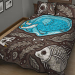 Frozen Mammoth And Fossil Print Quilt Bed Set