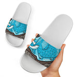 Frozen Mammoth And Fossil Print White Slide Sandals