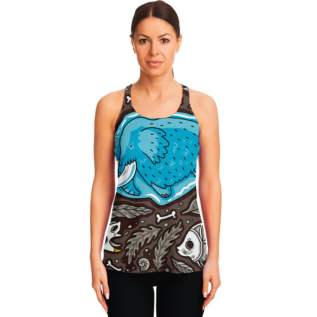 Frozen Mammoth And Fossil Print Women's Racerback Tank Top
