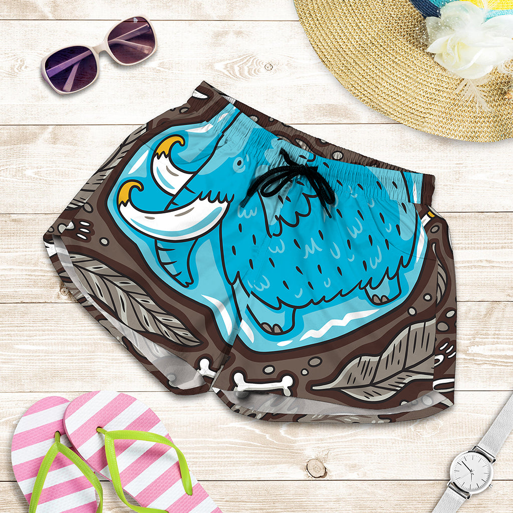 Frozen Mammoth And Fossil Print Women's Shorts