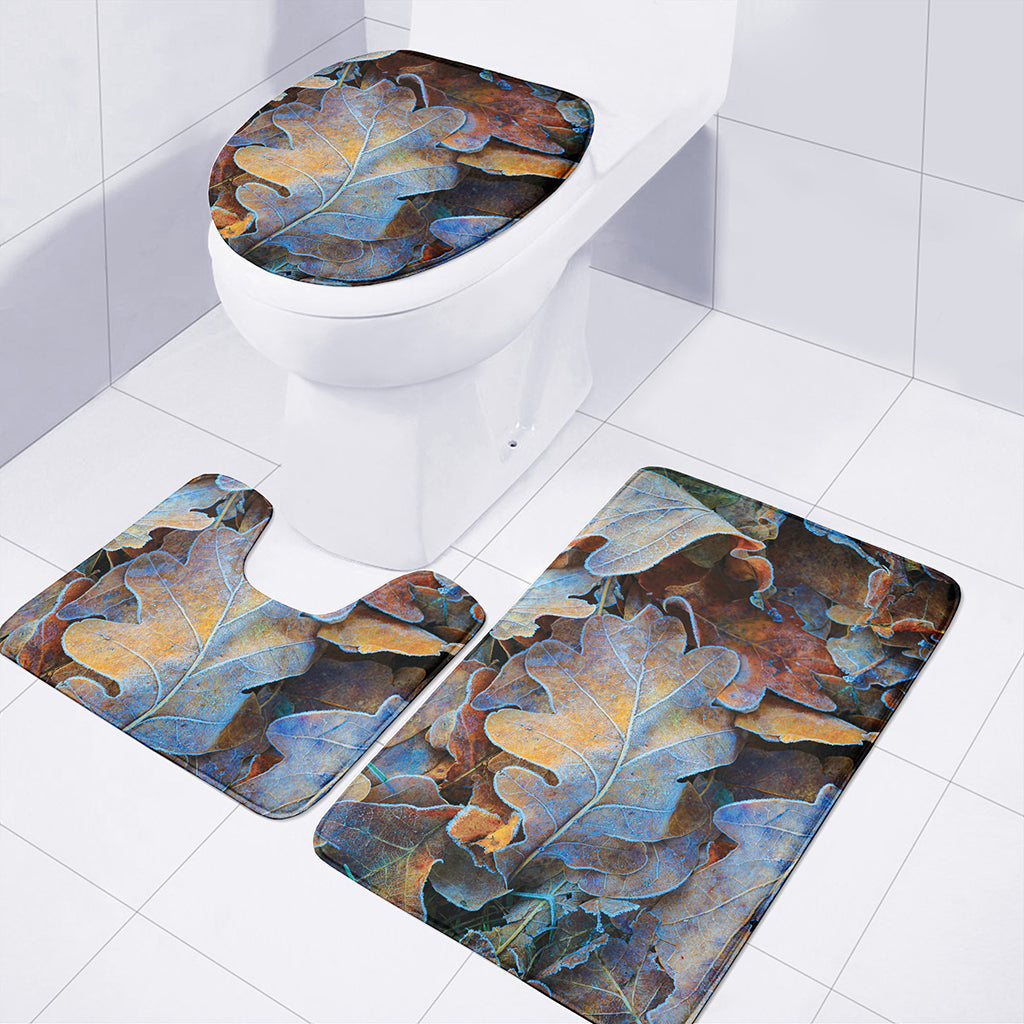 Frozen Oak leaf Print 3 Piece Bath Mat Set