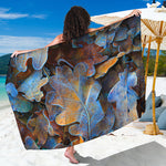 Frozen Oak leaf Print Beach Sarong Wrap