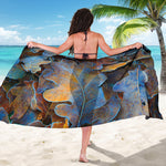 Frozen Oak leaf Print Beach Sarong Wrap