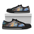 Frozen Oak leaf Print Black Low Top Sneakers