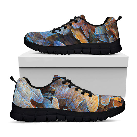 Frozen Oak leaf Print Black Sneakers