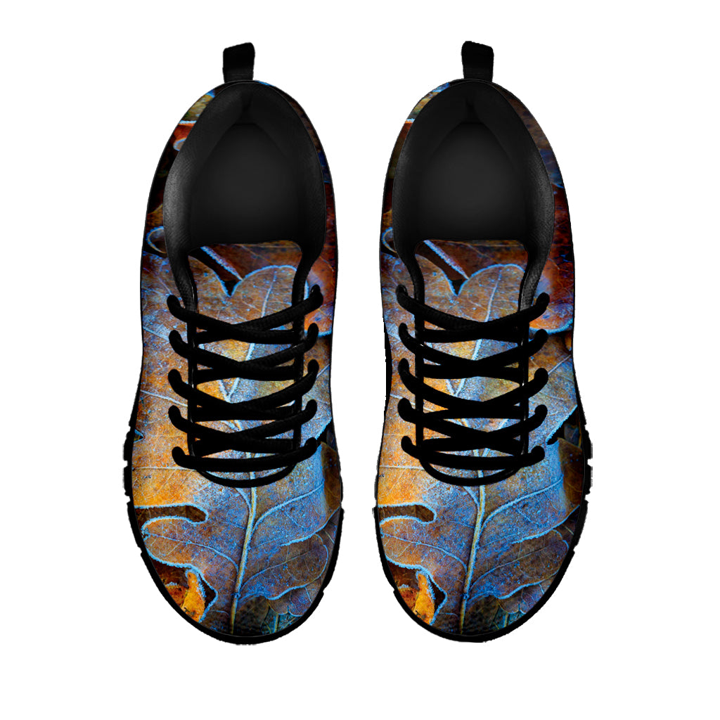 Frozen Oak leaf Print Black Sneakers