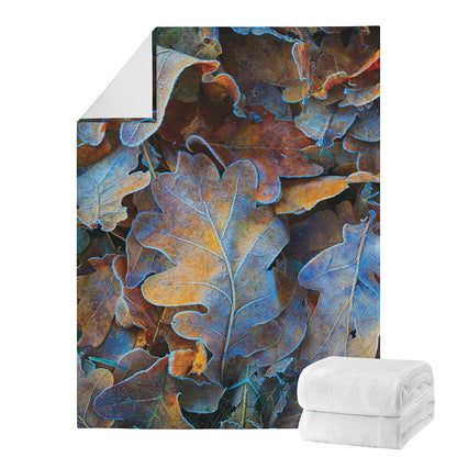 Frozen Oak leaf Print Blanket