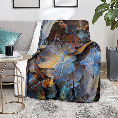 Frozen Oak leaf Print Blanket