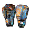 Frozen Oak leaf Print Boxing Gloves