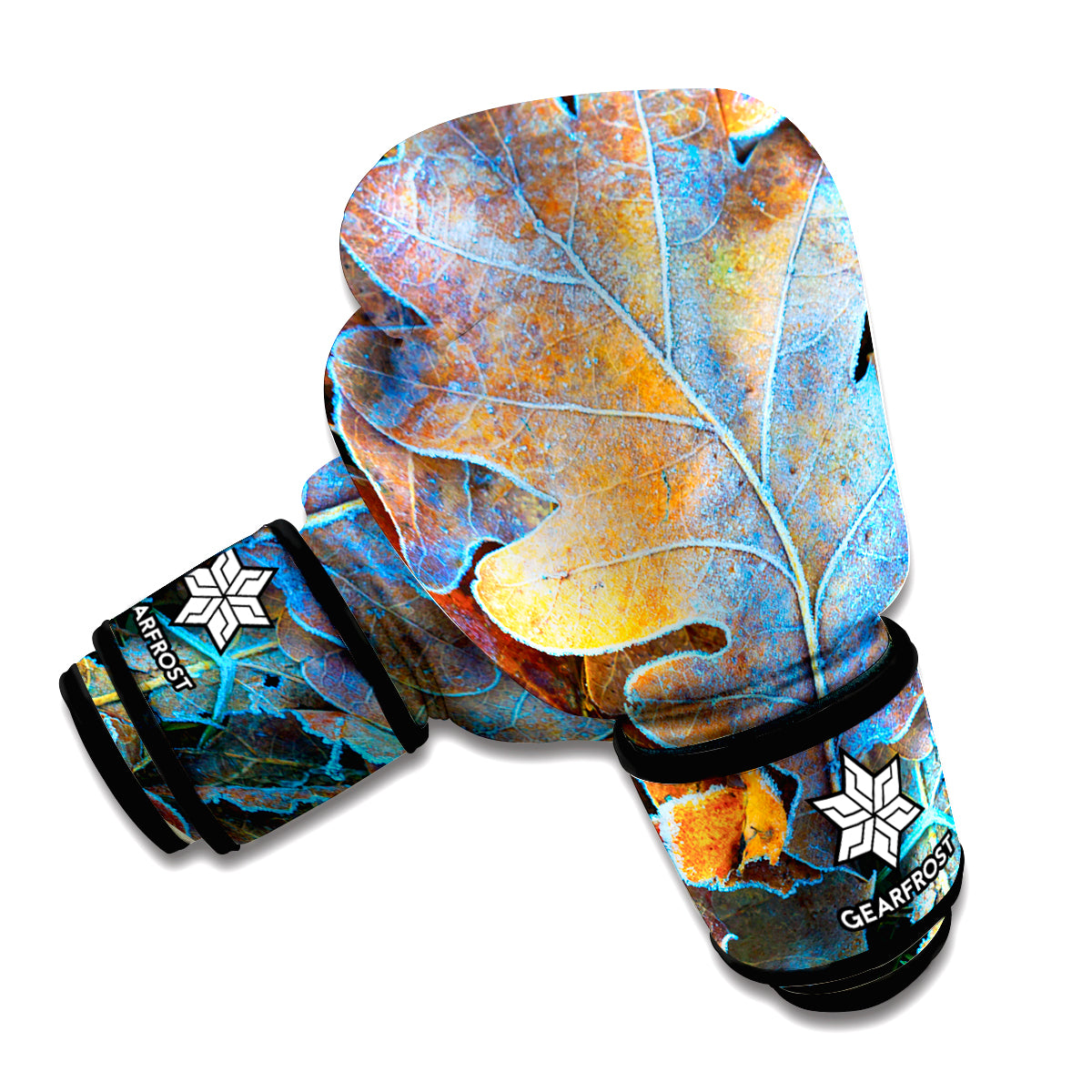 Frozen Oak leaf Print Boxing Gloves