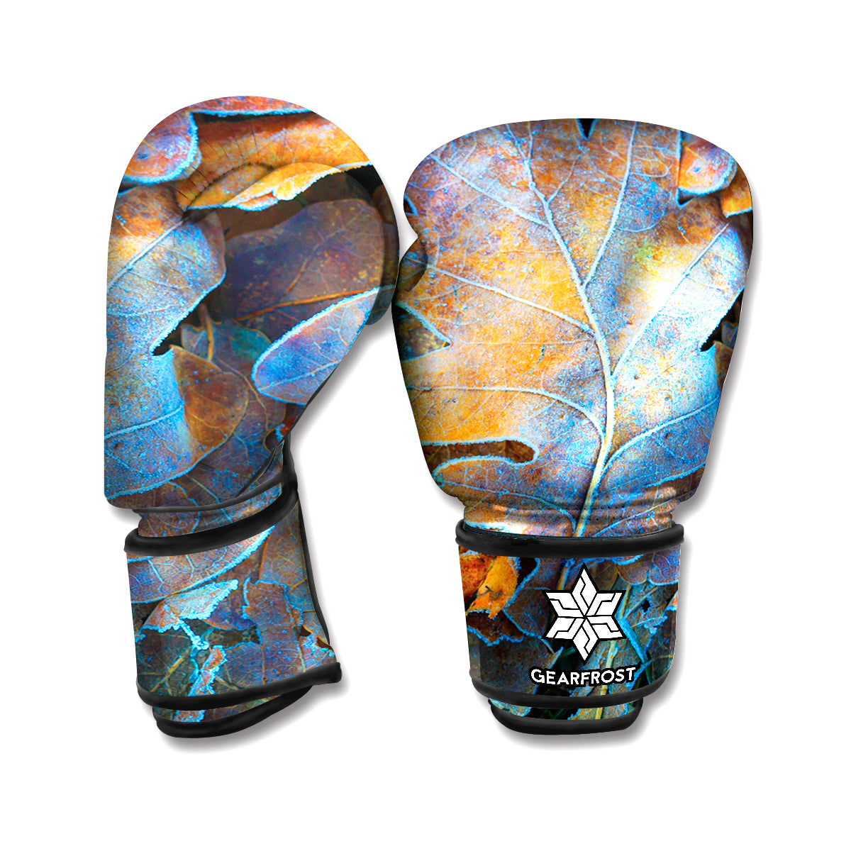 Frozen Oak leaf Print Boxing Gloves