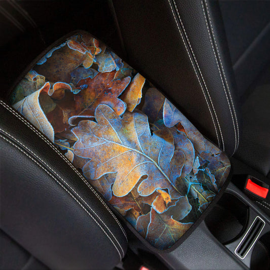 Frozen Oak leaf Print Car Center Console Cover