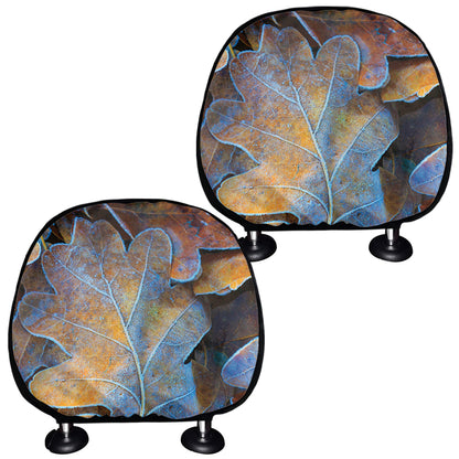 Frozen Oak leaf Print Car Headrest Covers