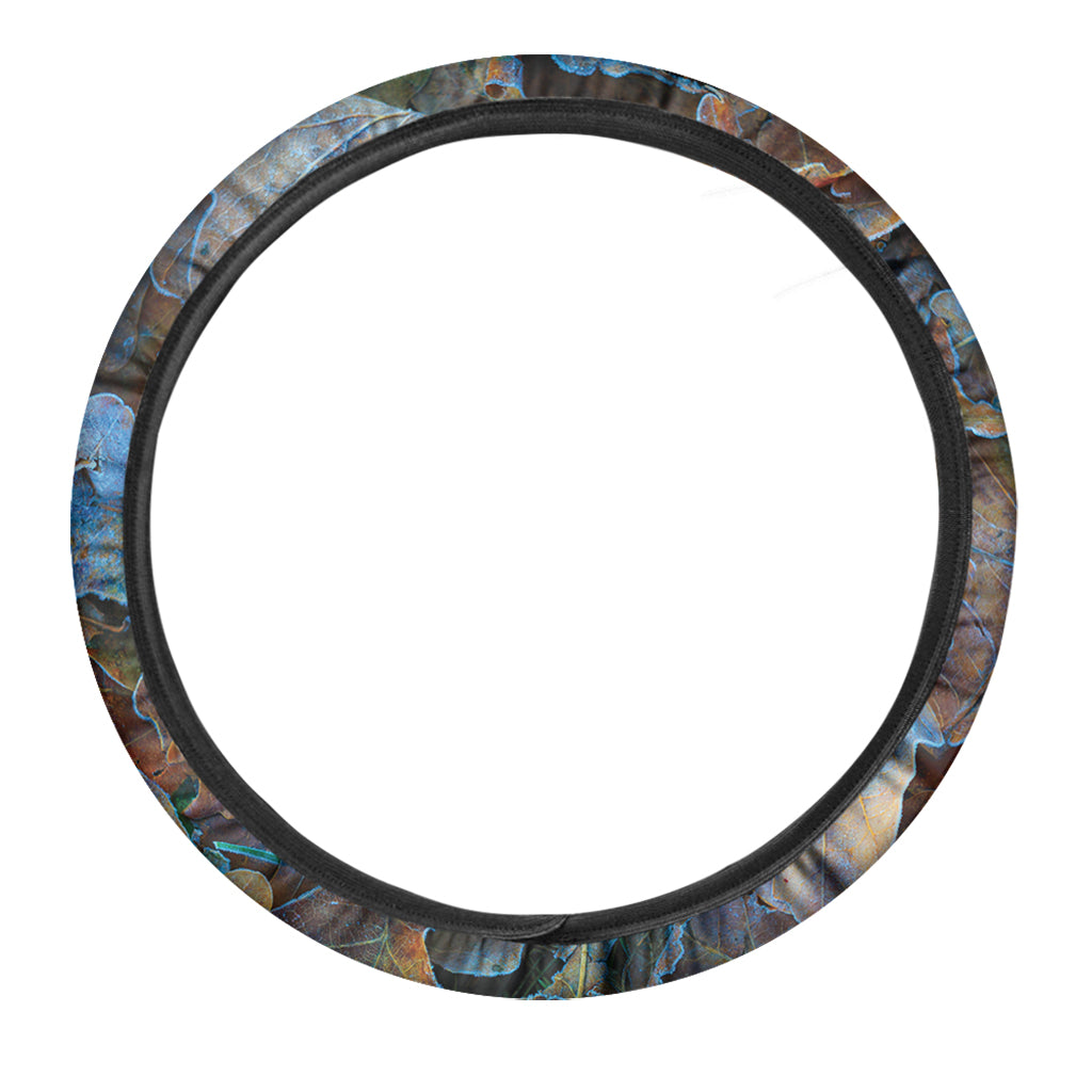 Frozen Oak leaf Print Car Steering Wheel Cover