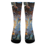 Frozen Oak leaf Print Crew Socks