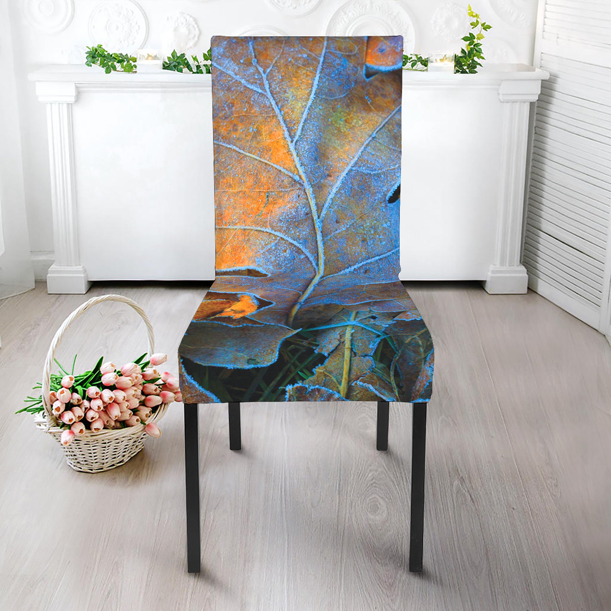 Frozen Oak leaf Print Dining Chair Slipcover
