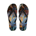 Frozen Oak leaf Print Flip Flops