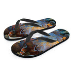 Frozen Oak leaf Print Flip Flops