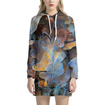 Frozen Oak leaf Print Hoodie Dress