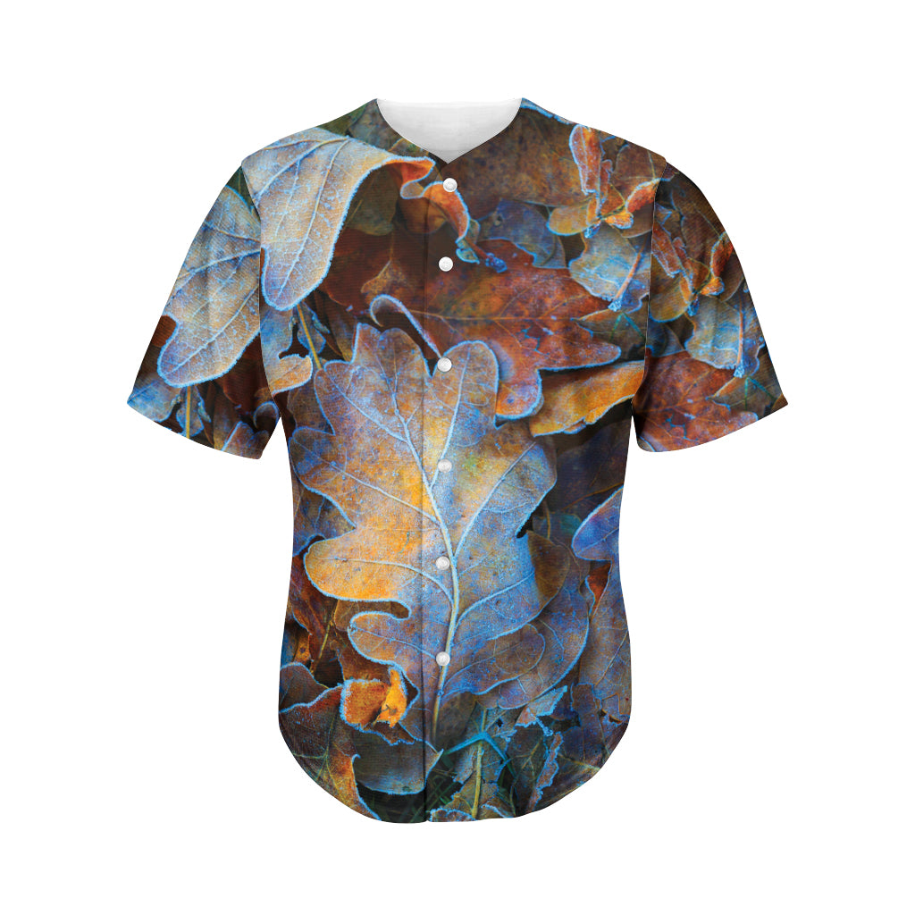 Frozen Oak leaf Print Men's Baseball Jersey