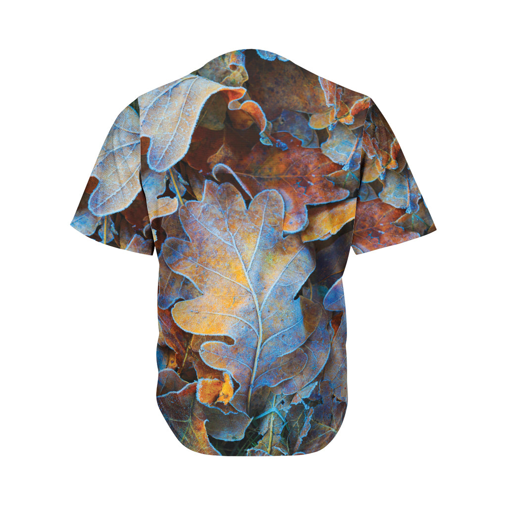Frozen Oak leaf Print Men's Baseball Jersey