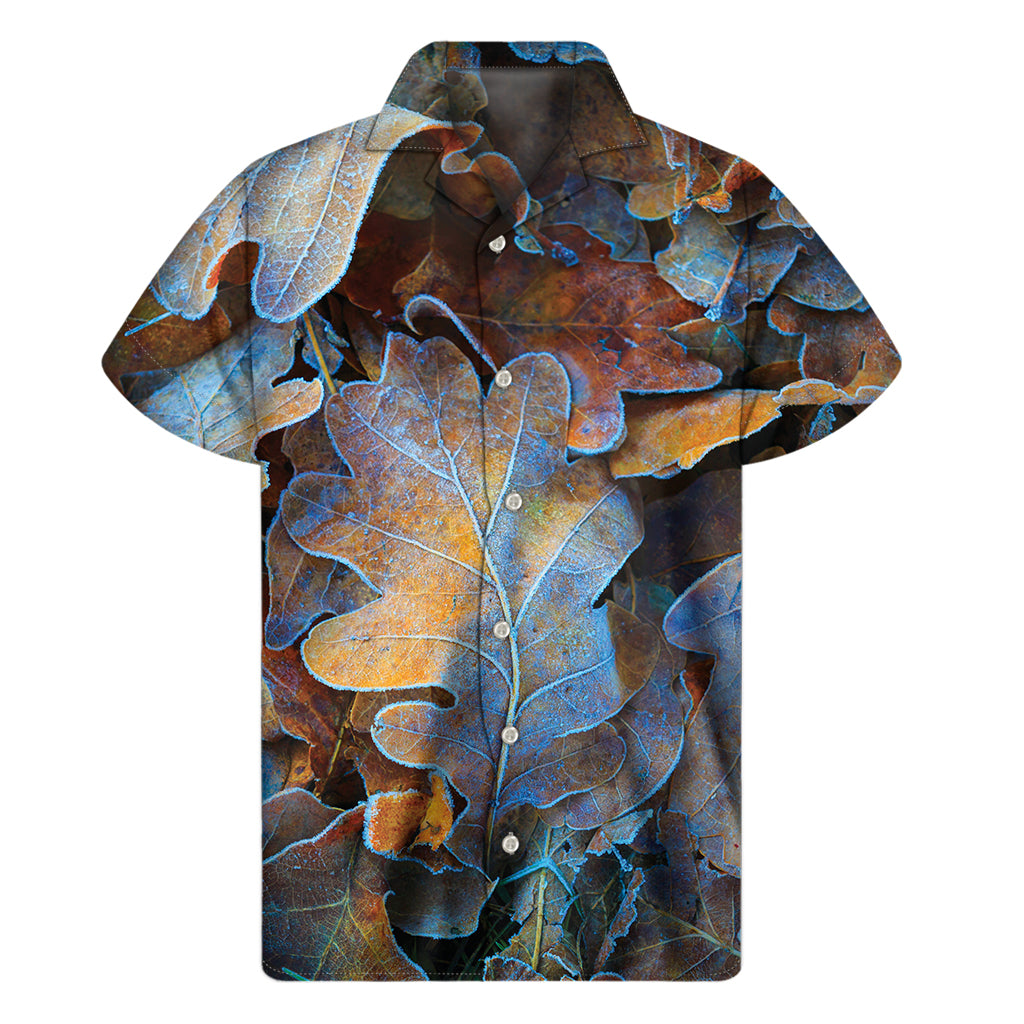 Frozen Oak leaf Print Men's Short Sleeve Shirt