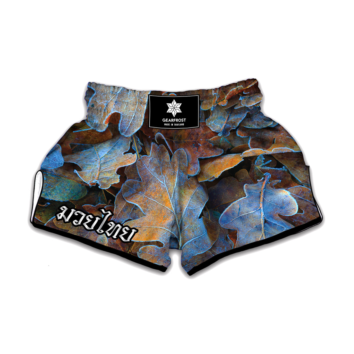 Frozen Oak leaf Print Muay Thai Boxing Shorts