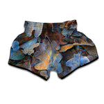 Frozen Oak leaf Print Muay Thai Boxing Shorts