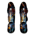 Frozen Oak leaf Print Muay Thai Shin Guards