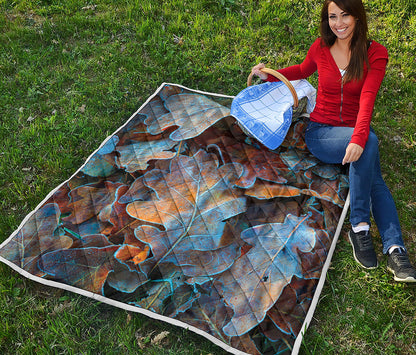 Frozen Oak leaf Print Quilt