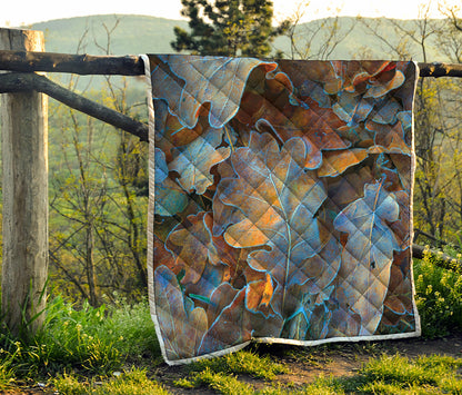 Frozen Oak leaf Print Quilt