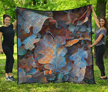 Frozen Oak leaf Print Quilt
