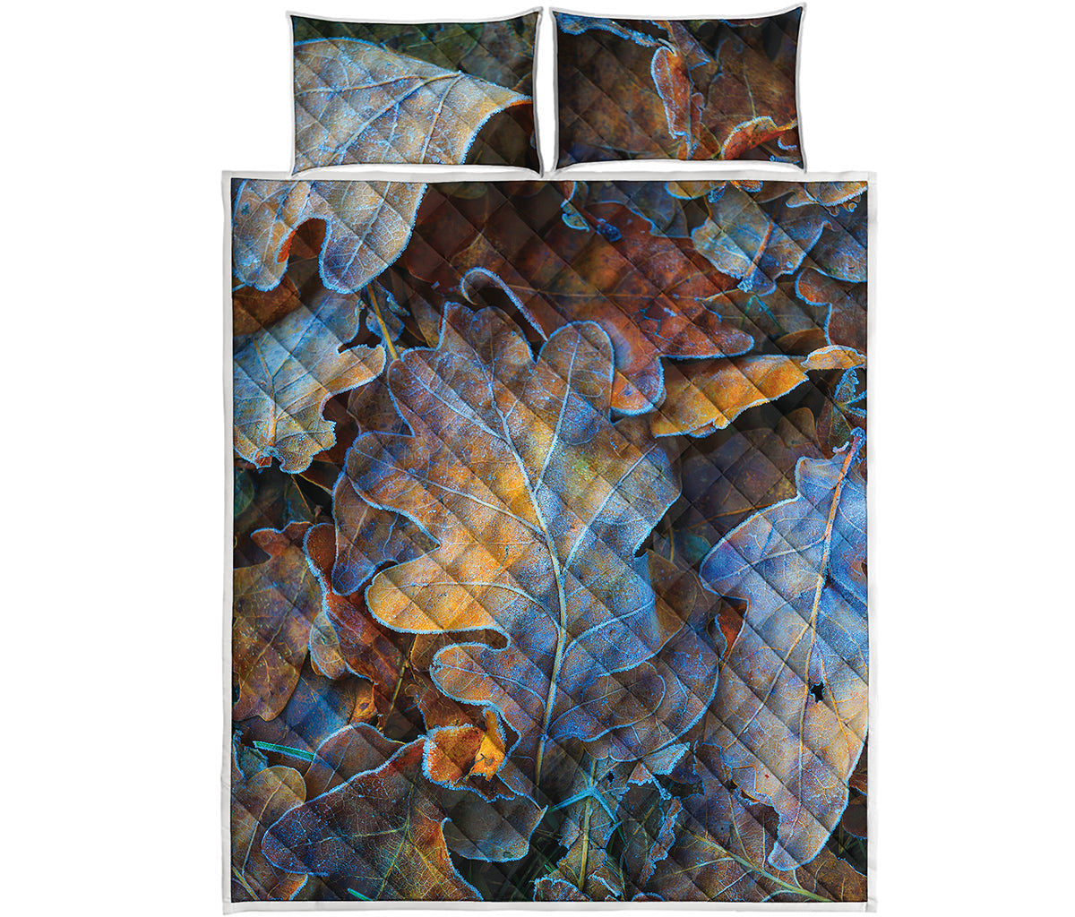 Frozen Oak leaf Print Quilt Bed Set