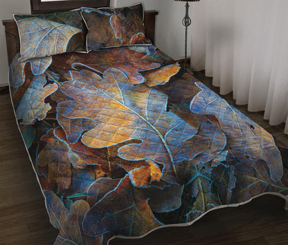 Frozen Oak leaf Print Quilt Bed Set