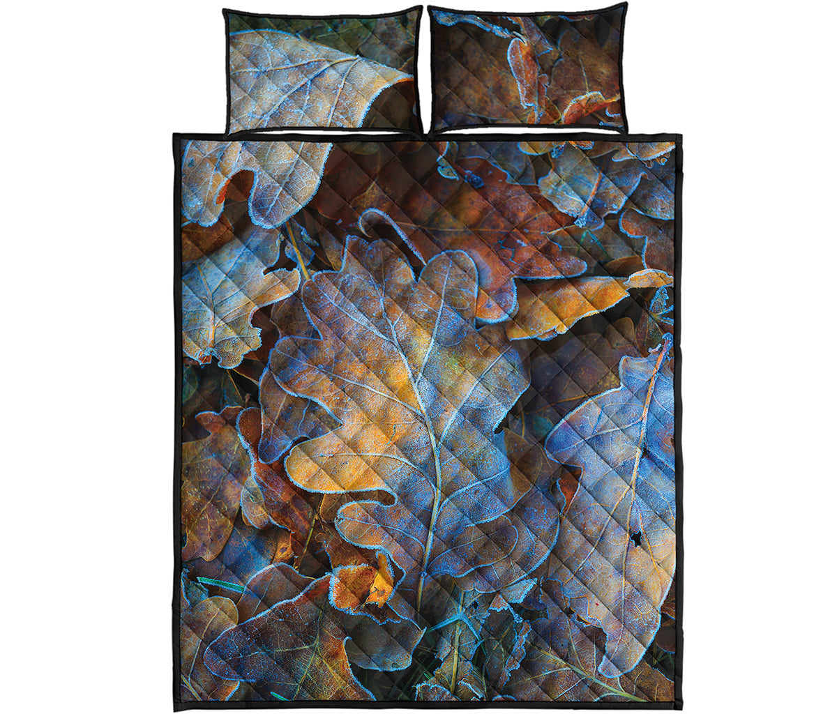 Frozen Oak leaf Print Quilt Bed Set