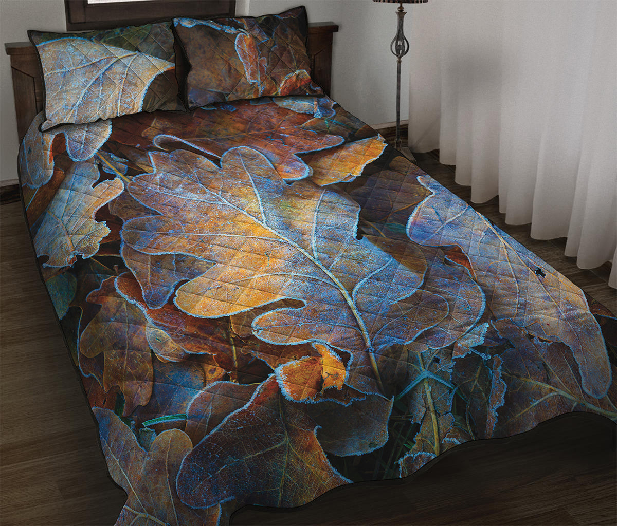Frozen Oak leaf Print Quilt Bed Set