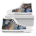 Frozen Oak leaf Print White High Top Sneakers