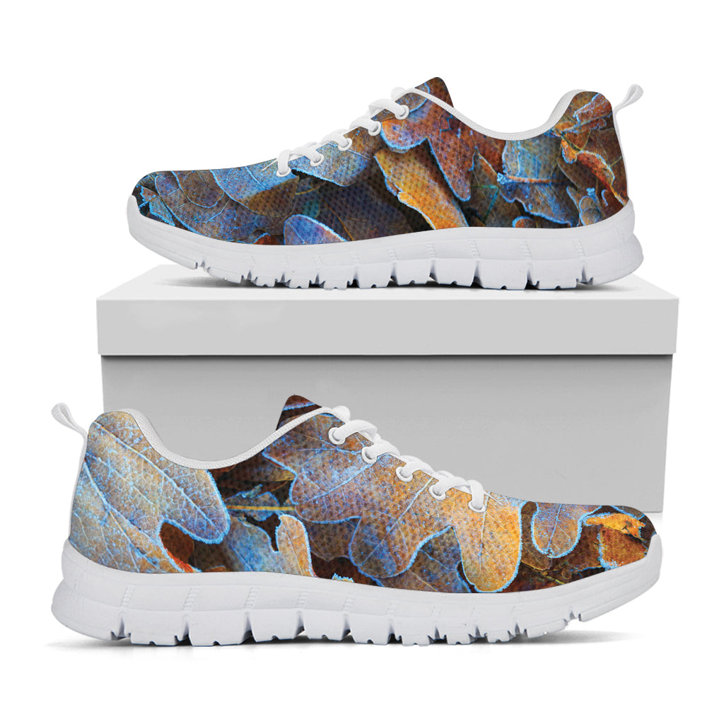 Frozen Oak leaf Print White Sneakers