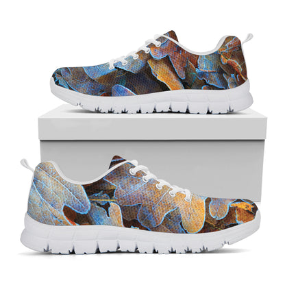 Frozen Oak leaf Print White Sneakers