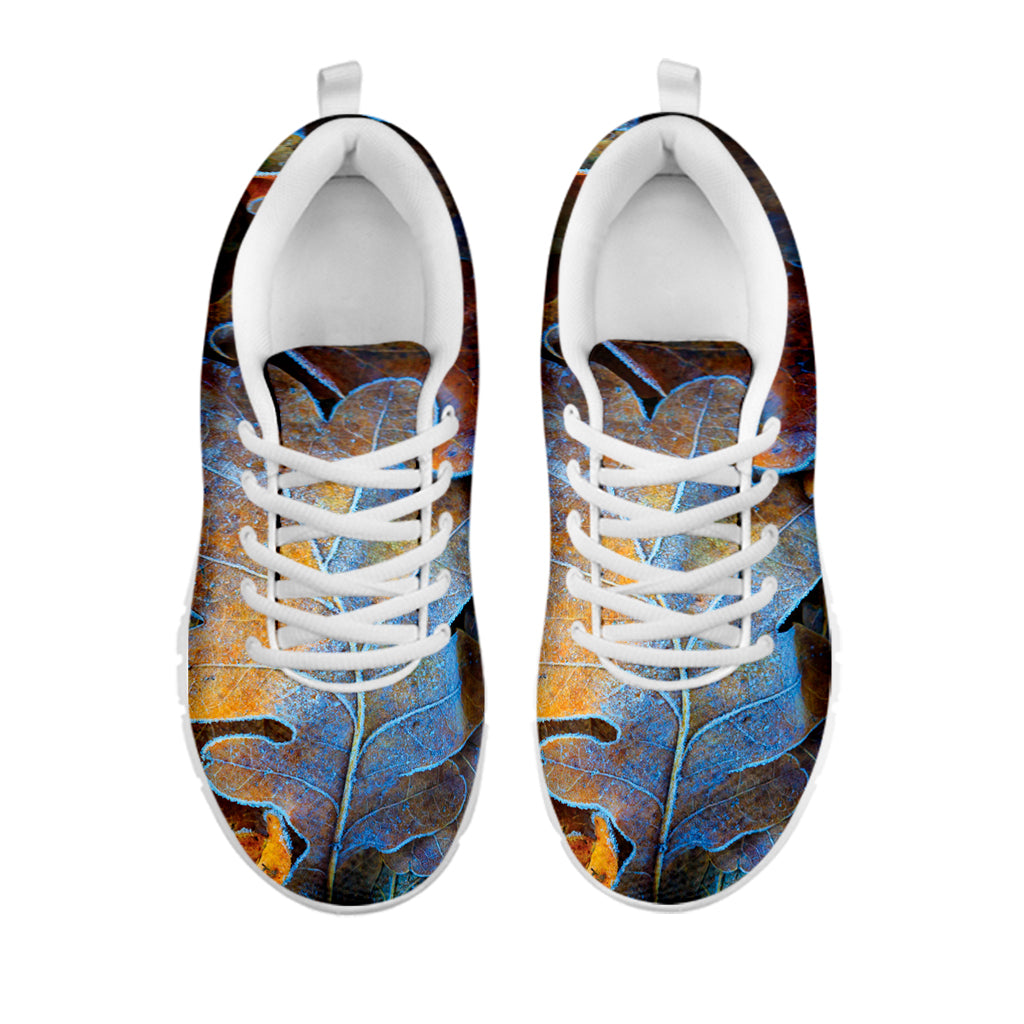 Frozen Oak leaf Print White Sneakers