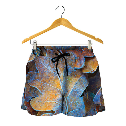 Frozen Oak leaf Print Women's Shorts