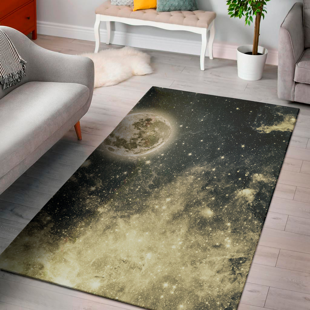 Full Moon And Night Stars Print Area Rug